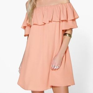 Ruffle Off Shoulder Woven Dress